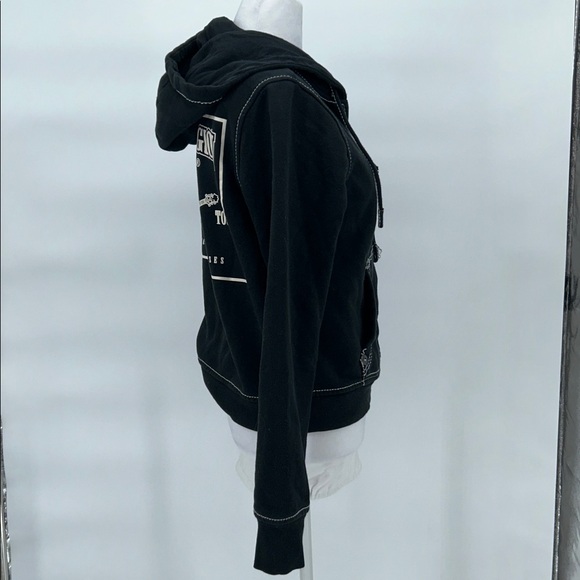 True Religion World Tour Zip Hoodie Women’s Large Black Buddha Graphic - Picture 5 of 12